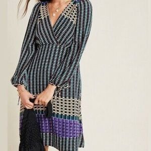 Anthropologie Maeve Gianna Green Motif Tunic Dress
